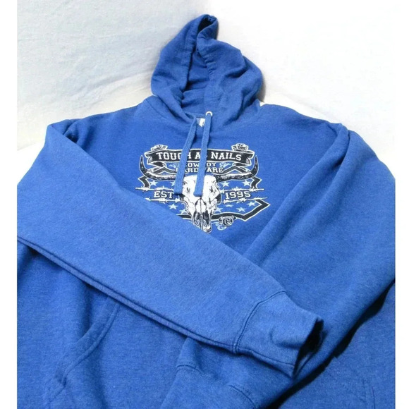 Cowboy Hardware Men's Tough As Nails Skull Graphic Hooded Sweatshirt Blue XLarge - Picture 3 of 7